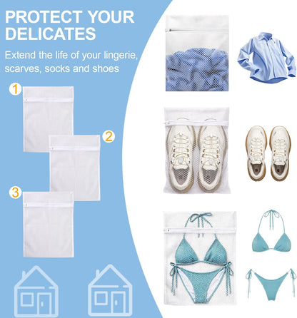 Honeycomb Mesh Laundry Bags 3 Pack (2XL+1L), Durable Washing Bags with Auto-Lock Zippers, Heavy Duty Mesh Wash Bags for Delicates, Lingerie, Bra, Sock, Travel Storage Organizer