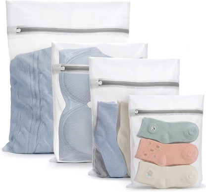 Muchfun 4Pcs Durable Fine Mesh Laundry Bags for Delicates 16 x 20 Inches | (4 Large)