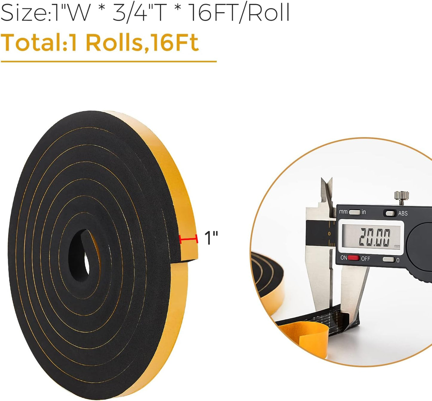 33 Feet Weather Stripping Door Seal- 1/2" Wide X 1/4" Thick Door Bottom Seal Strip High Density Foam Tape Adhesive Rubber Strip for Door Soundproofing,Window Insulation (1/2" x 1/4" x 33FT,Black)
