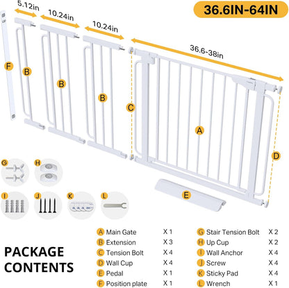 Cumbor 29.7-48" Baby Gate for Stairs, Mom's Choice Awards Winner-Dog Gate for Doorways, Auto Close Safety Pet Gate for Dogs Indoor, Easy Install Pressure Mounted Child Gate with Walk Thru Door, Brown