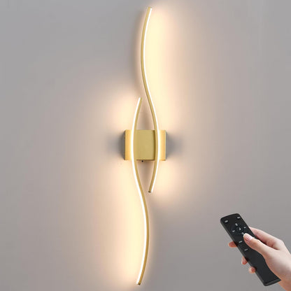 KARTOOSH Battery Operated Wall Sconces Set of Two with Remote Control, Dimmable/3 Colors/Night-Light/Timer/Memory, Gold Modern Wireless LED Sconce for Living Room, Hallway, Bedroom, 27.5 Inch (2 Pack)