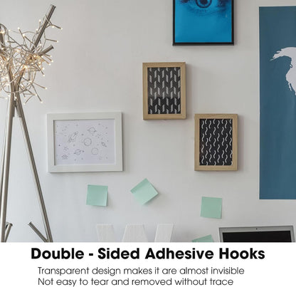 10 Pairs Double Sided Adhesive Wall Hooks Transparent - Self Mount Holder Hanger, Strong A+B Buckle Combination, 22lbs/10kg Max Heavy Duty, No-Trace Hanging for Bathroom, Kitchen, Office (20pcs)