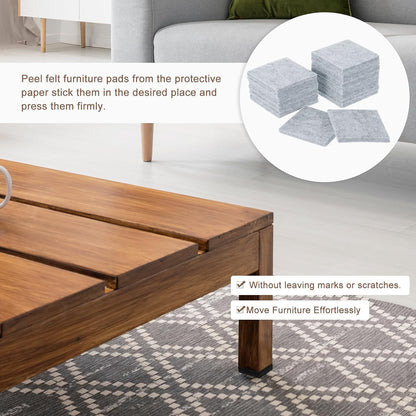 uxcell Furniture Pads, 16Pcs 2.5" - Square Self Adhesive Felt Furniture Pads, Floor Protectors for Furniture Feet Chairs Legs Hardwood Floors (Brown)