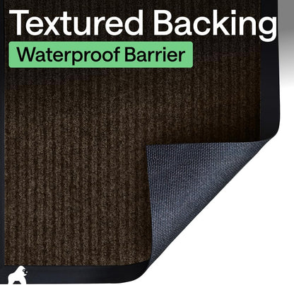 GORILLA GRIP Waterproof Traffic Guard Door Mat, Heavy Duty Entryway Mats, Strong Backing Commercial Utility Rugs for Office Hallway, Garage Floor and Home, Low Profile Carpet Runner, 29x17, Black