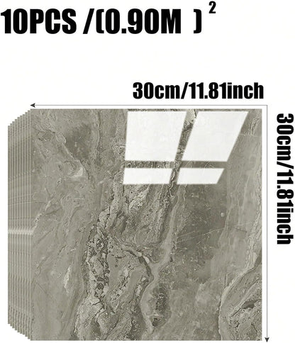 Chejiaye 10pcs Marble Peel and Stick Backsplash Waterproof Washroom Wall Panels, Peel and Stick Tile, PVC Foam Wall Panels for Kitchen,Bathroom,Living Room,Blue and Gold(Not Real Tile,11.8" x 11.8")