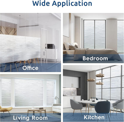 rabbitgoo Window Privacy Film Frosted Glass Film Removable Vinyl Door Coverings UV Blocking Decorative Static Cling Non-Adhesive Window Clings Sticker for Home Decor, 17.5 x 78.7 Inches
