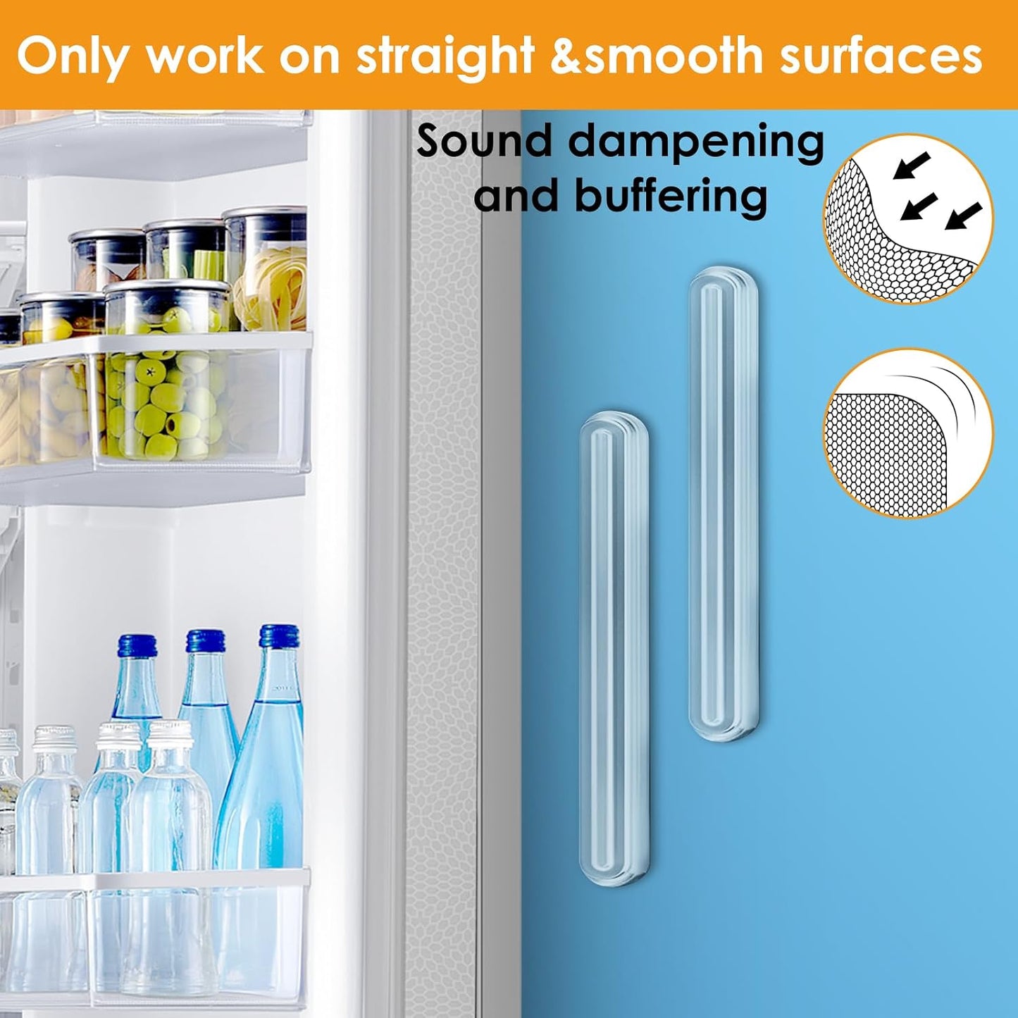 4PCS Long Furniture Bumpers - Wall Protector Guards, Fridge Door Stopper, 5.5x0.7x0.2inches