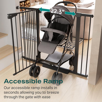 Cumbor 30-46" Baby Gate for Stairs, Mom's Choice Awards Winner-Auto Close Dog Gate for The House, Gifts for Mom, Easy Install Pressure Mounted Pet Gates for Doorways, Black