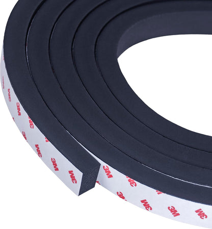 Neoprene Waterproof Rubber Foam 1/2” (w) x 1/4” (h) x 24 feet Long Weather Stripping Door Seal Insulation Shock-Absorbing 3M Self-Adhesive Tape for Door Frames, Windows – Black, 1 Continuous Roll