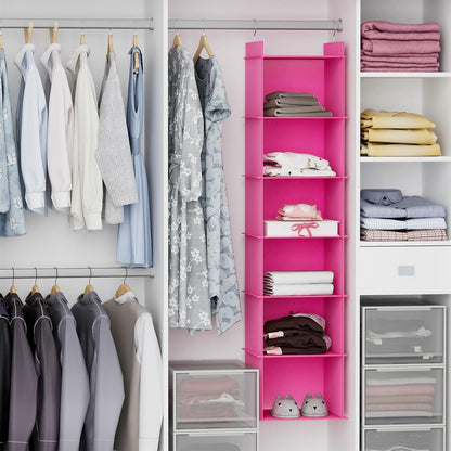 YOUDENOVA Hanging Closet Organizer, 6-Shelf Closet Hanging Shelves, Grey