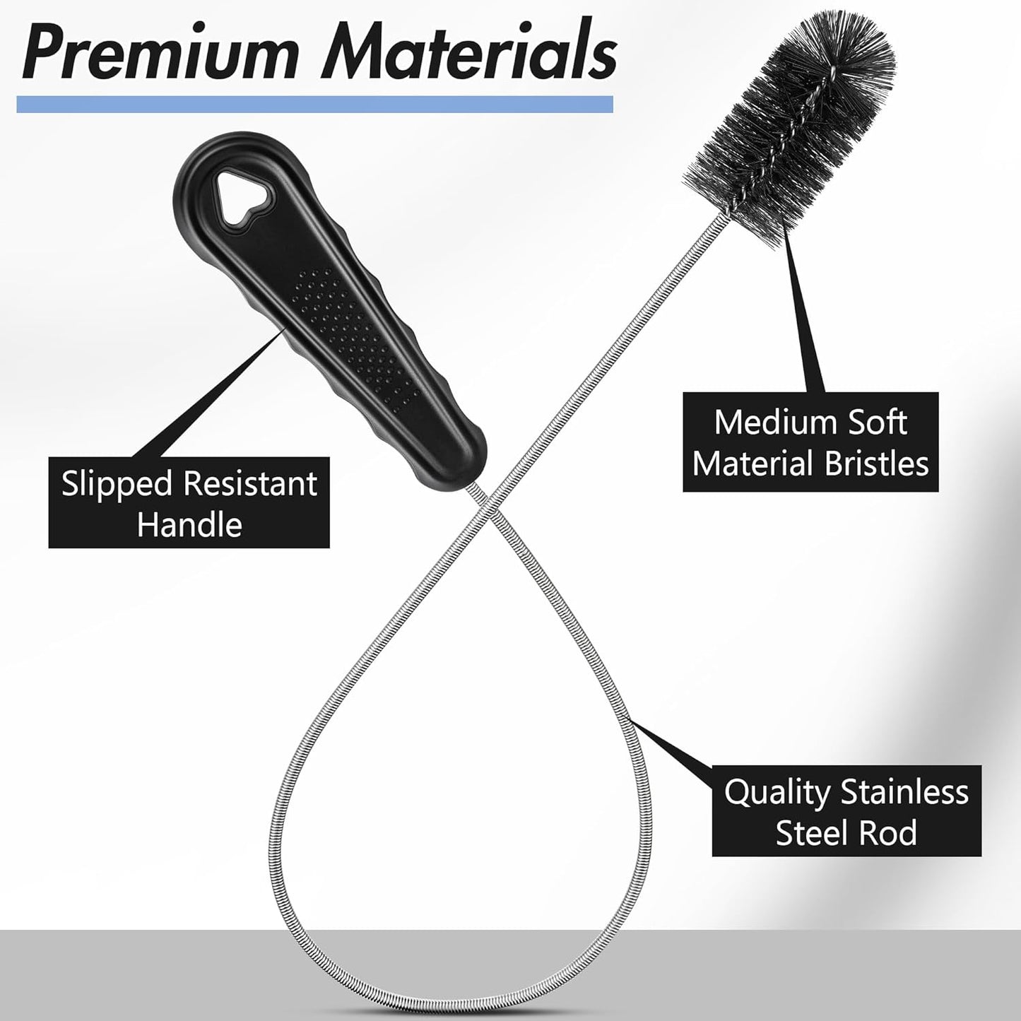 3 Pcs Condensate Trap Flexible Drain Brush, 48 Inch AC Drain Line Cleaning Brush for AC & HAVC Condensate P Trap, Black