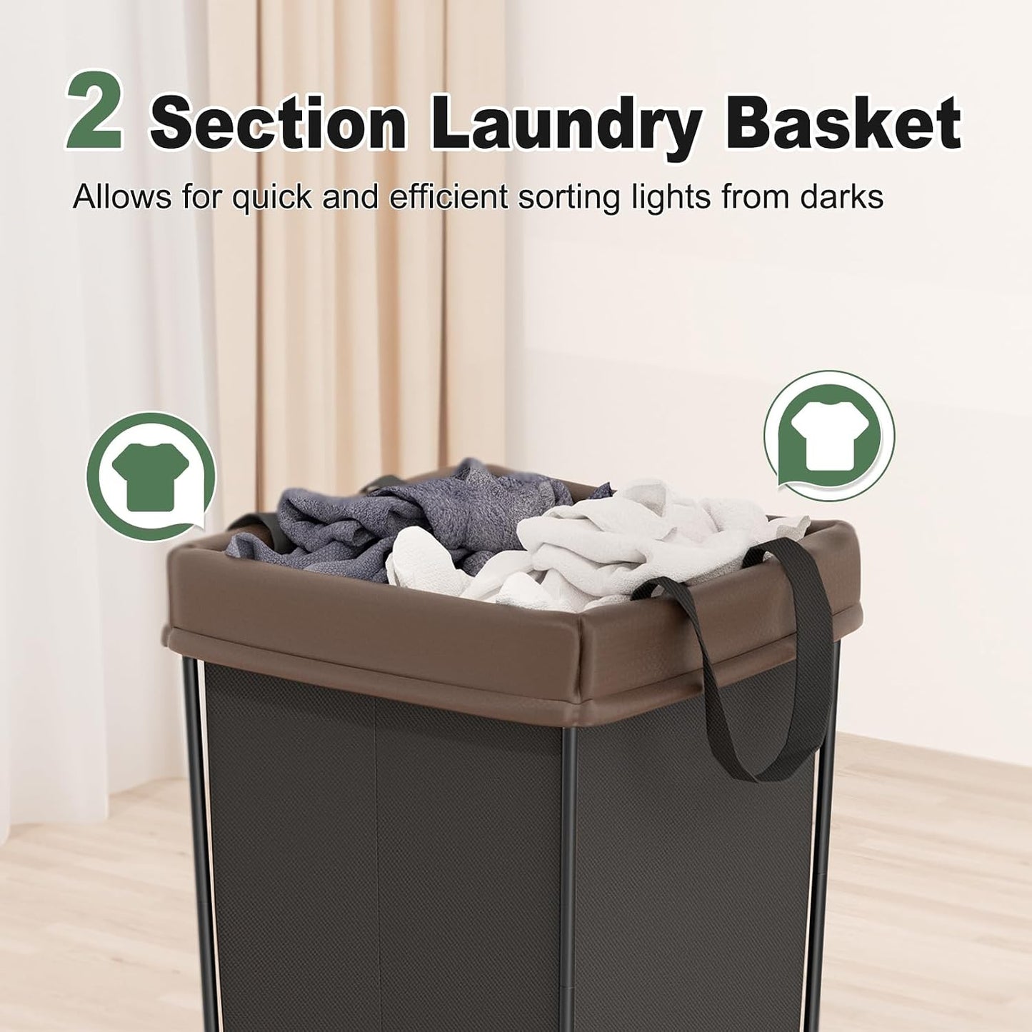 Mefirt 320L Laundry Hamper with Wheels, 3 Section Large Rolling Laundry Basket Bag with Wheels, Clothes Hamper Cart for Laundry, Bedroom, Bathroom and Dorm