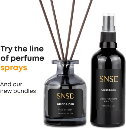 SNSE Clean Linen Reed Diffuser Set | 3.38 oz Scent Fragrance Oil Diffuser for Bedroom, Bathroom, Home Décor and Gift, Decorative Air Fresheners with Sticks