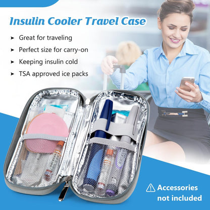 YOUSHARES Insulin Cooler Travel Case with Temperature Display - Refrigerated Medicine Cooling Bag with 2 TSA Approved Ice Pack, Medication Pen Diabetic Supplies Organizer for Trip and Daily
