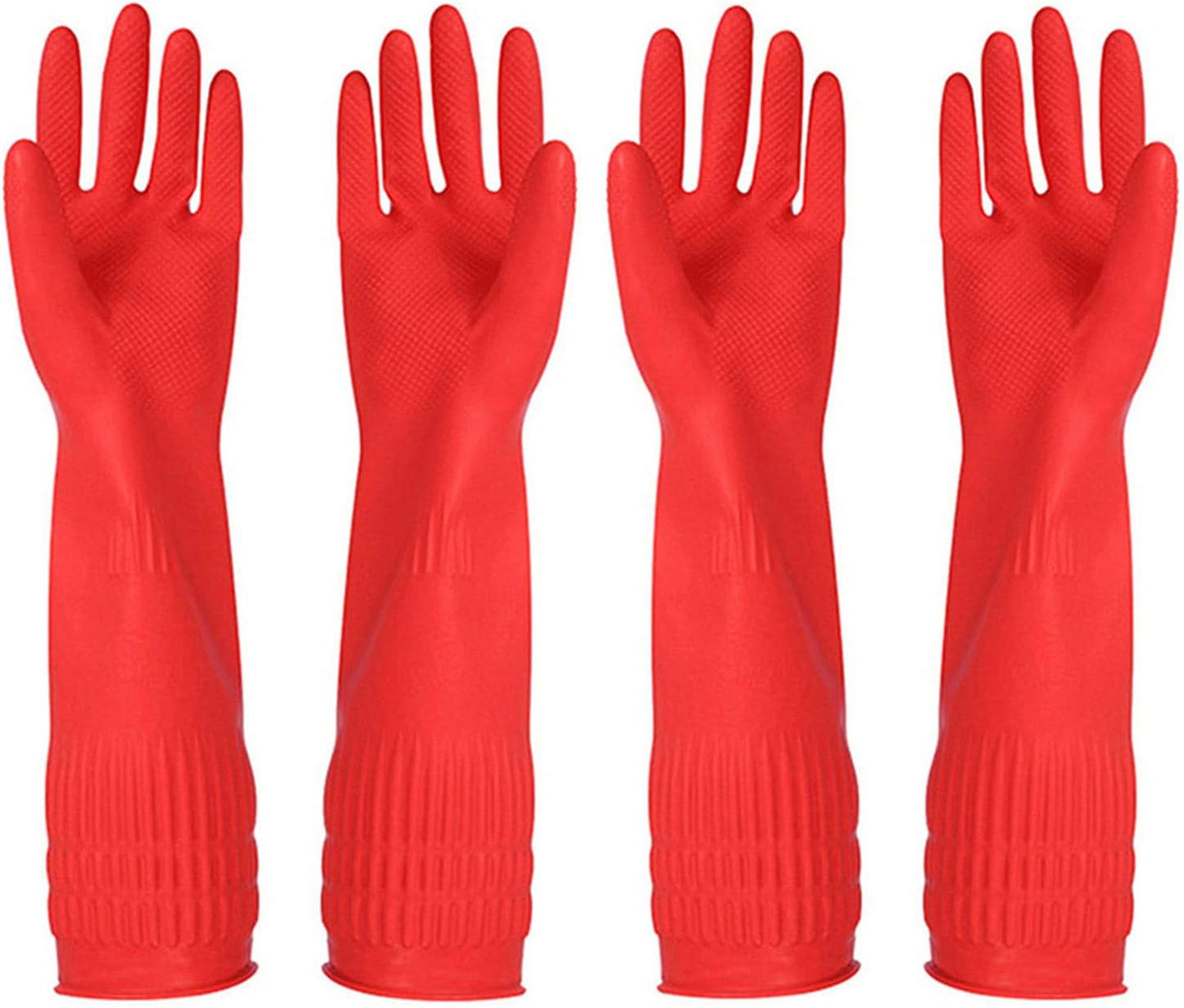 Rubber Cleaning Gloves Kitchen Dishwashing Glove 2-Pairs And Cleaning Cloth 2-Pack,Waterproof Reuseable.(Medium)