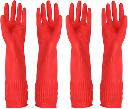 Rubber Cleaning Gloves Kitchen Dishwashing Glove 2-Pairs And Cleaning Cloth 2-Pack,Waterproof Reuseable.(Medium)