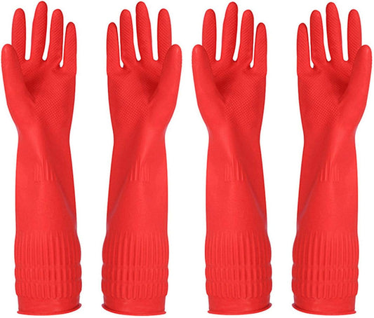 Rubber Cleaning Gloves Kitchen Dishwashing Glove 2-Pairs And Cleaning Cloth 2-Pack,Waterproof Reuseable.(Medium)