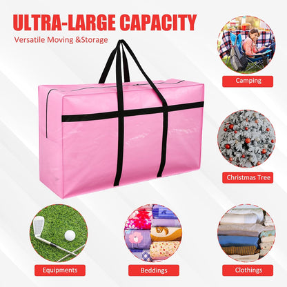 Windyun 4 Pack 57 Gallon Extra Large Moving Bags XXL Heavy Duty Storage Bag with Strong Zipper Handle Jumbo Big Tote Box Foldable for College Dorm Travel Clothes Duffle Blanket Pillow(Red)