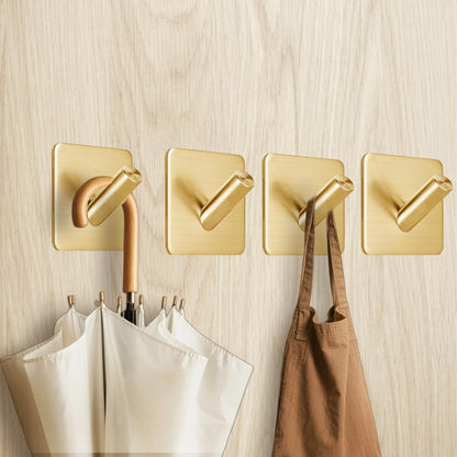 Fotosnow Matte Black Adhesive Wall Hooks, 15lbs Locking Curve Anti Slip Stainless Steel No Drill Stick On Hooks for Bathroom Shower Towel Coat Kitchen