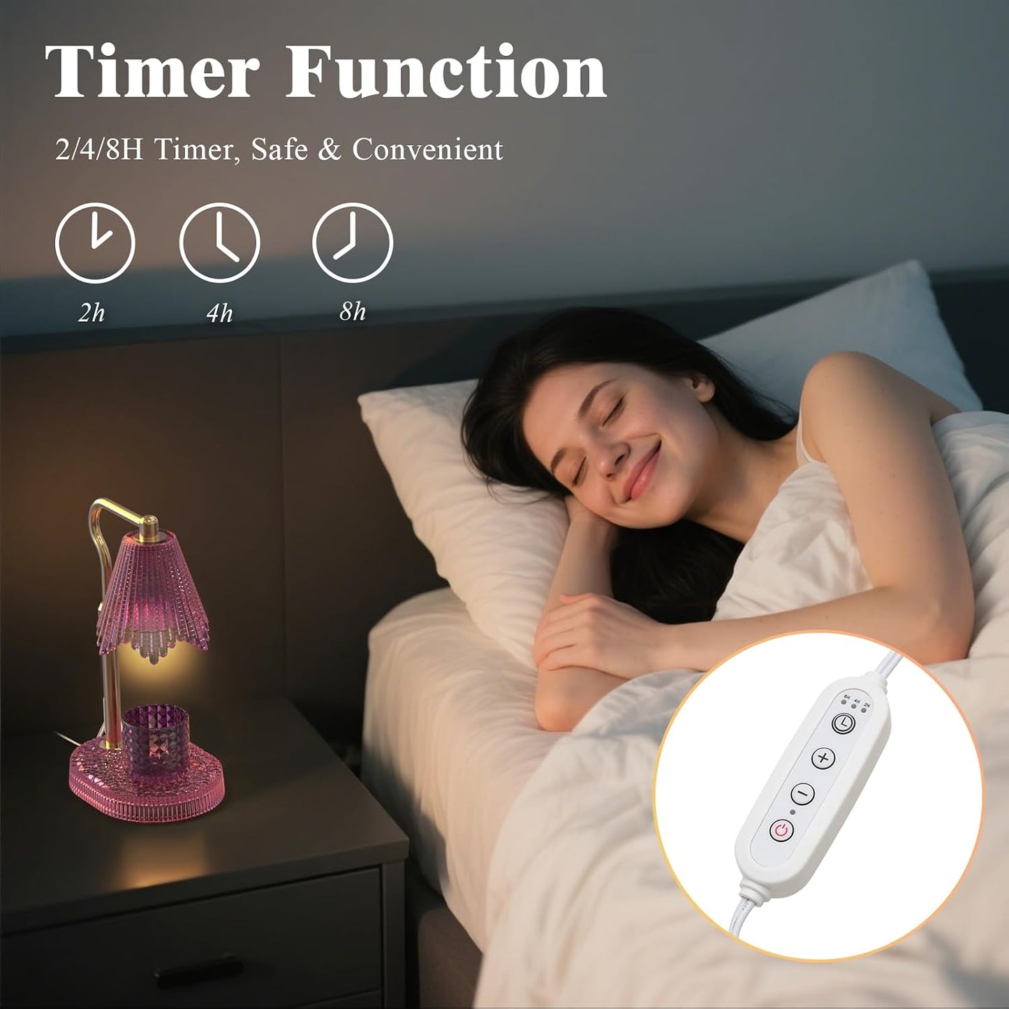 Candle Warmer Lamp with Timer & Dimmable 4-Level Brightness - Adjustable Height,for New Home Bedroom, Gifts for Women(Blue)