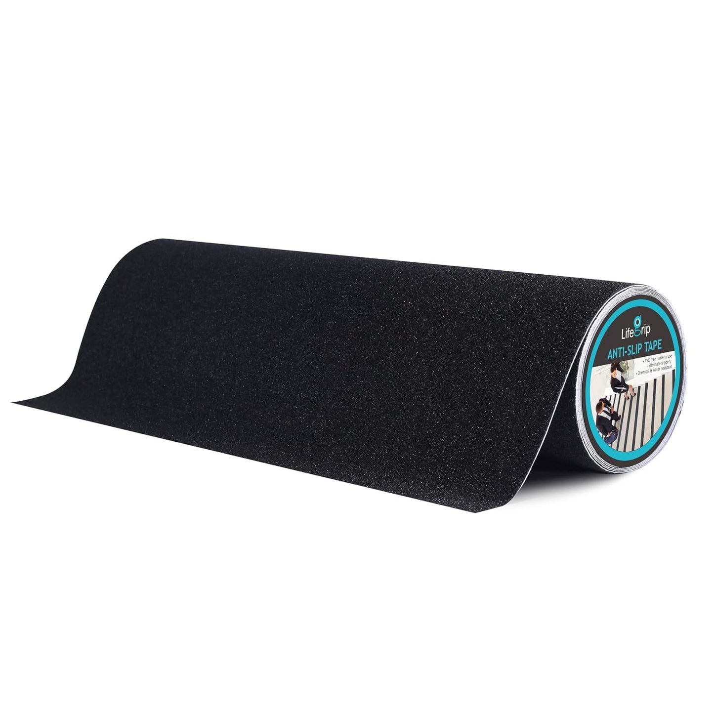 Lifegrip Anti Slip Tape, 4 Inch x 15 Foot Non-Slip Traction Grip Tape for Stairs, Waterproof Stair Treads Grip Non Slip, Non Skid Tape for Steps, Outdoor Black Grip Tape (4" X 15')