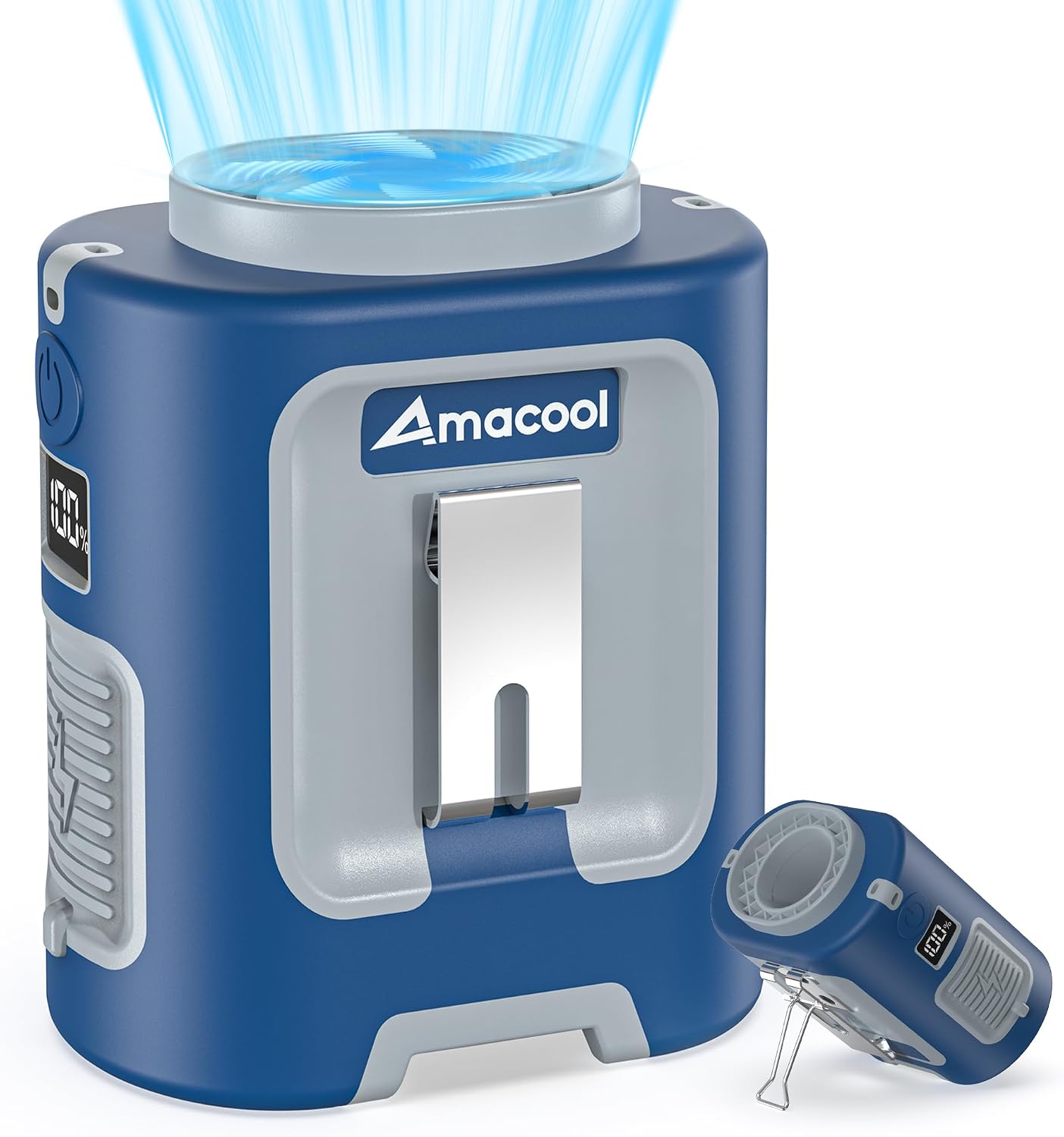 AMACOOL Portable Waist Fan Clip On, MAX 40H Work Time, 10000mAh Rechargeable Wearable Shirt Fan with Light, 16000RPM Powerful 5 Speed Belt Fans Personal Cooling Fans for Outdoor Jobsite Camping Travel