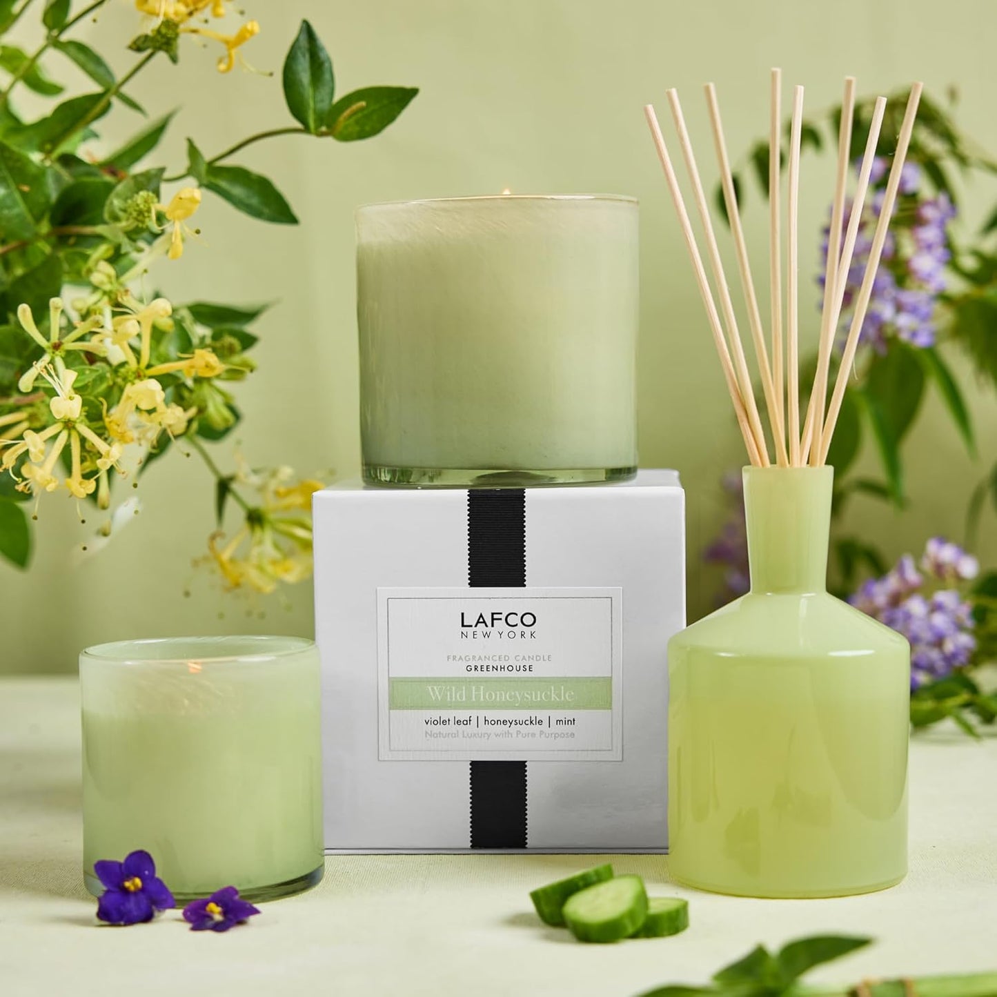 LAFCO New York Classic Reed Diffuser, Sea & Dune - 6 oz - Up to 3 Months Fragrance Life - Reusable Glass Vessel - Natural Wood Reeds - Made in The USA