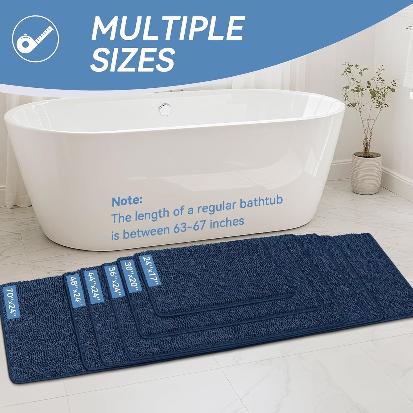 Bcoimo Bathroom Rugs 24x17, Bath Mats for Bathroom Non Slip with Rubber Backing,High Absorbent Microfiber Bath Rugs Quick Drying, Machine Washable, Durable Decor
