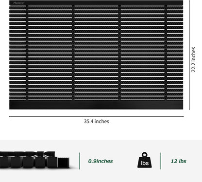 Matace 35.4x22.2 Heavy Duty Aluminum Outdoor Doormat, 100% Nylon Brush, All-Season, All-Weather, Waterproof, Non-Slip, Noiseless, Front Door, Porch, Garage, Mud Room, Patio Entrance Door Mat, Black