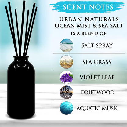 Urban Naturals Smoked Vanilla Reed Diffuser Set with Vanilla Bean, Sandalwood & Leather | Made in the USA - Colors C