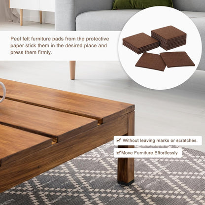 uxcell Furniture Pads, 16Pcs 2.5" - Square Self Adhesive Felt Furniture Pads, Floor Protectors for Furniture Feet Chairs Legs Hardwood Floors (Brown)