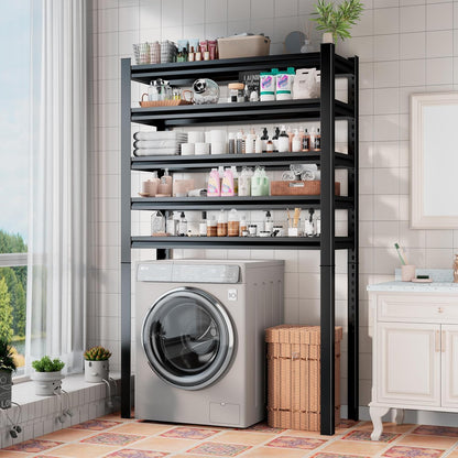 Over Washer and Dryer Shelves, Laundry Room Shelves Adjustable Metal Heavy Duty Freestanding Storage Shelves, Washing Machine Rack for Organization and Storage, Black (Black, 63''H*35.43''W*11.81''D)