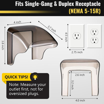1 Pack Outdoor Waterproof Outlet Cover, Weatherproof Electrical Outlet Cover for Single Gang Duplex Receptacle (NEMA 5-15R), 2.6" x 3.2" Outside Socket Plug Protector (Gray)