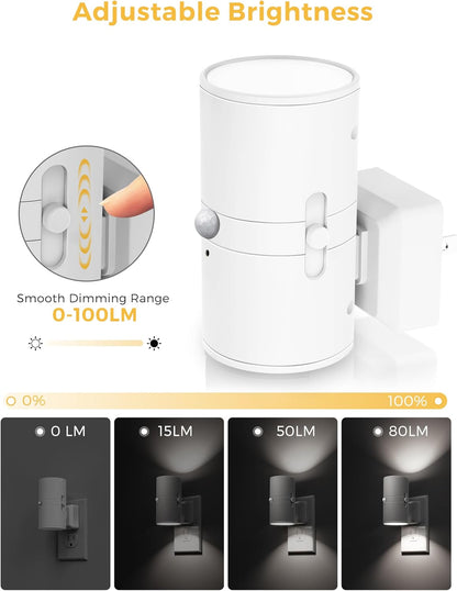 L LOHAS LED Motion Sensor Night Light, Dimmable Night Lights Plug into Wall, Plug in Nightlight, Motion Sensor Light Indoor for Bathroom Hallway Bedroom Stairs Kids Elderly [3000K,2 Pack]
