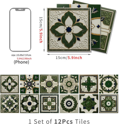 Peel and Stick Backsplash Tile Sticker for Kitchen and Bathroom Walls - 24 Removable 5.9"x5.9" Tiles, Waterproof