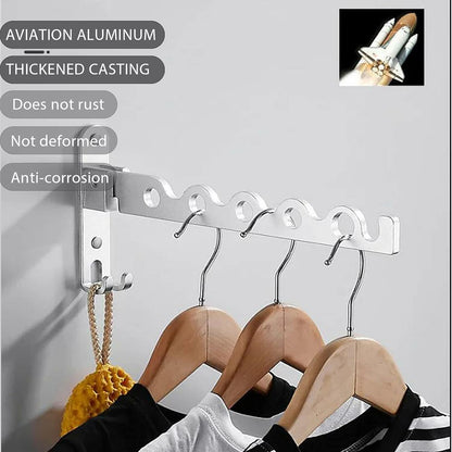 Clothes Drying Rack Wall Mounted Drying Racks for Laundry Room Organization and Storage Clothes Rack，Aluminum Dryer Rack with Two Drying Rods for Hanging Wet and Dry Clothes