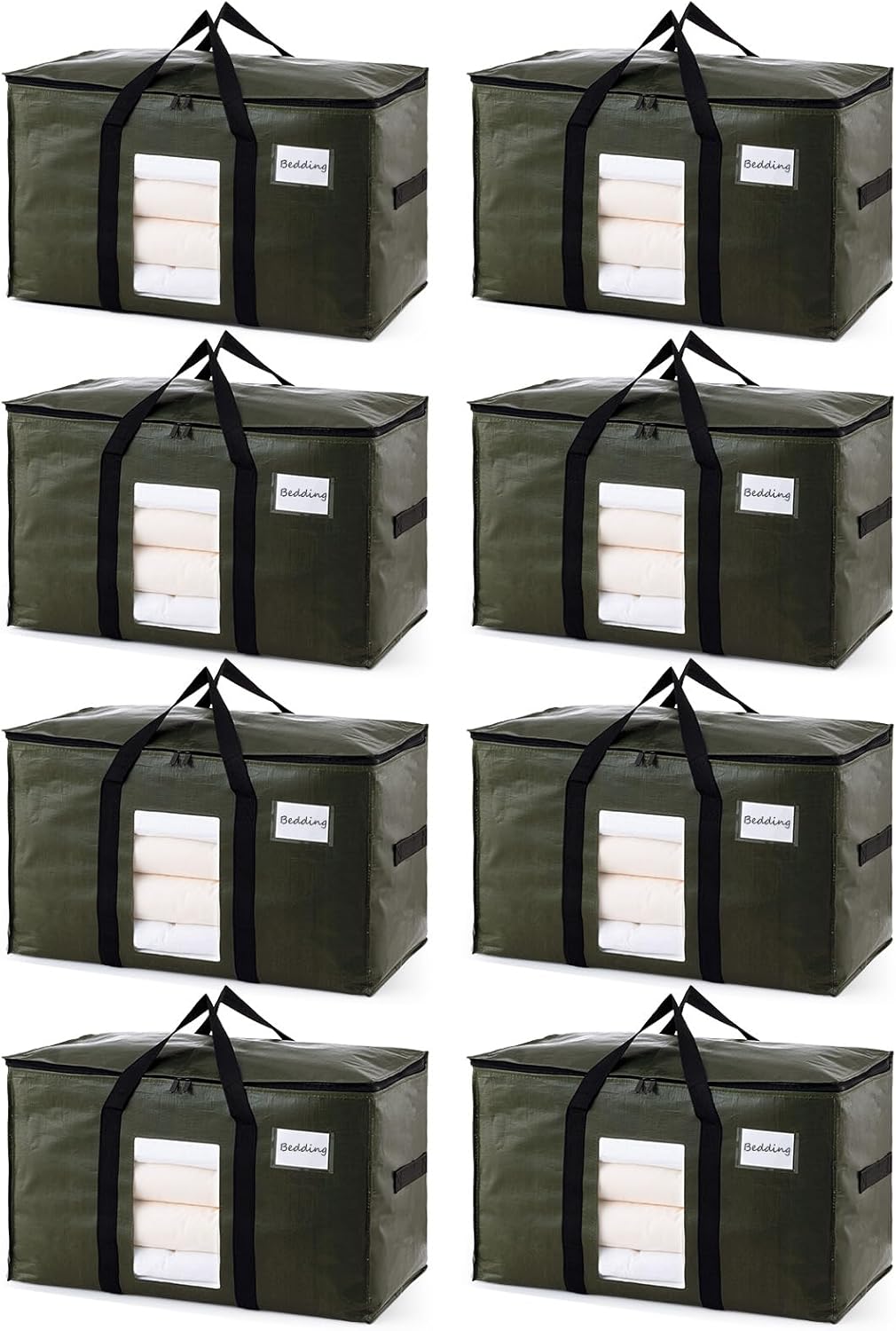 TAILI Extra Large Moving Bags, 4 Pack Blue Heavy Duty Totes For Storage with Visible Window, Wrap Around Handles, Storage Bags for Space Saving, Alternative to Moving Boxes