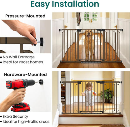 Cumbor 30-46" Baby Gate for Stairs, Mom's Choice Awards Winner-Auto Close Dog Gate for The House, Gifts for Mom, Easy Install Pressure Mounted Pet Gates for Doorways, Black