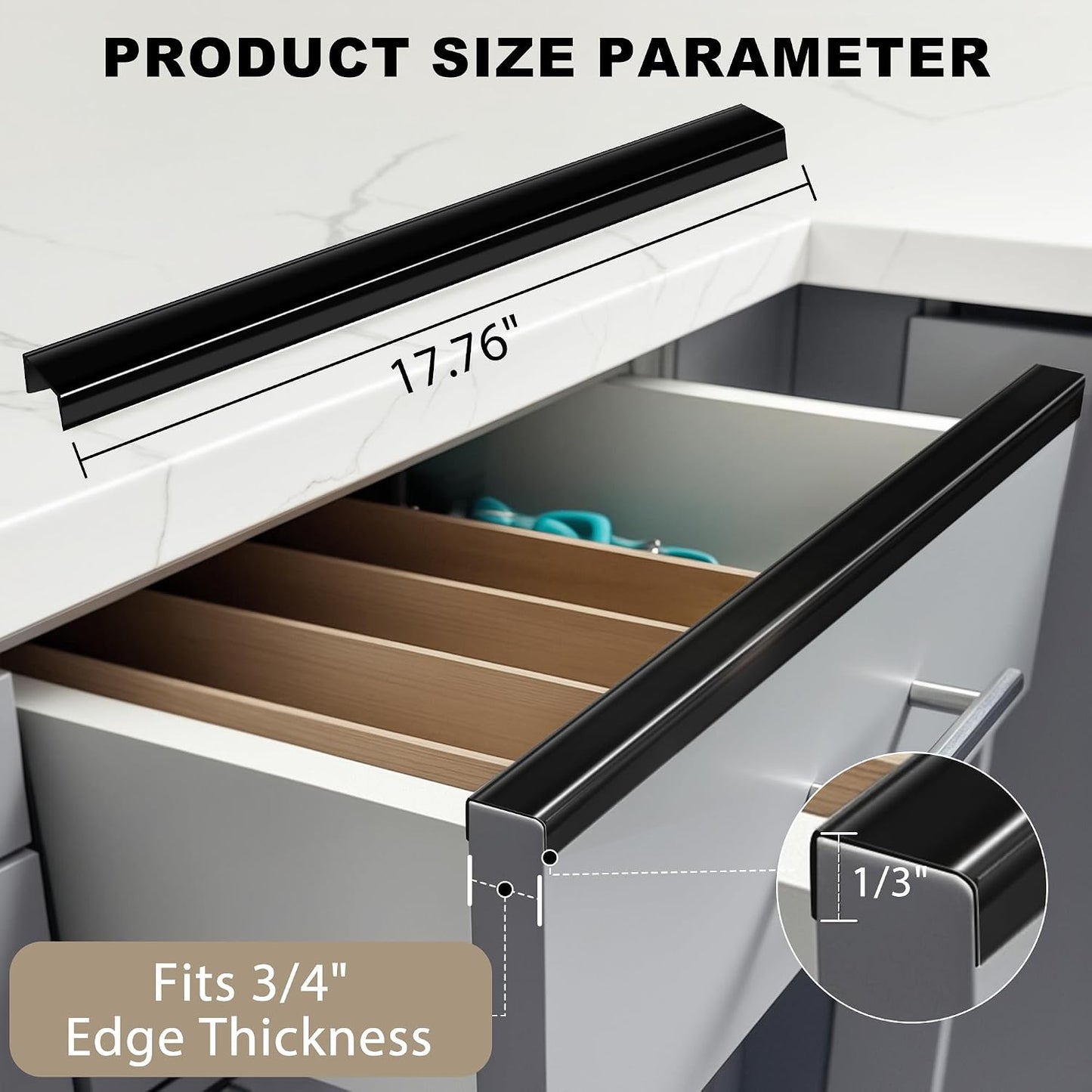 Cabinet Protectors for Kitchen Cabinets, Cabinet Door Protector Trash Drawer Protector Edge Guard, Plastic Slip on Protectors for Cabinets– 3/4" Thick, 18" Length