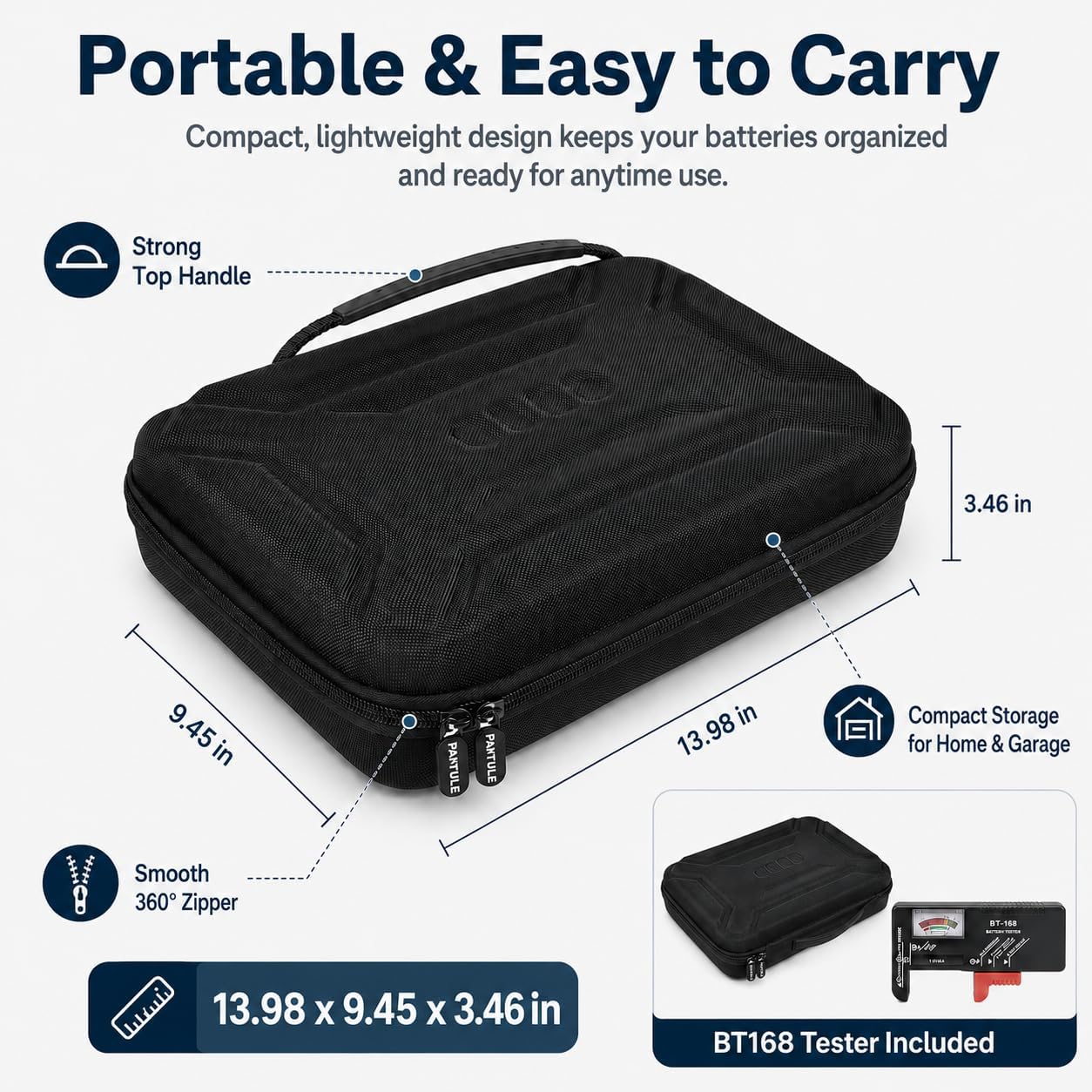 PAIYULE Battery Organizer Storage Case Box with Tester Checker, 220+ Batteries Holder Bag fits for AA AAA AAAA 9V C D Home Garage Container (Fits 220+ Batteries)