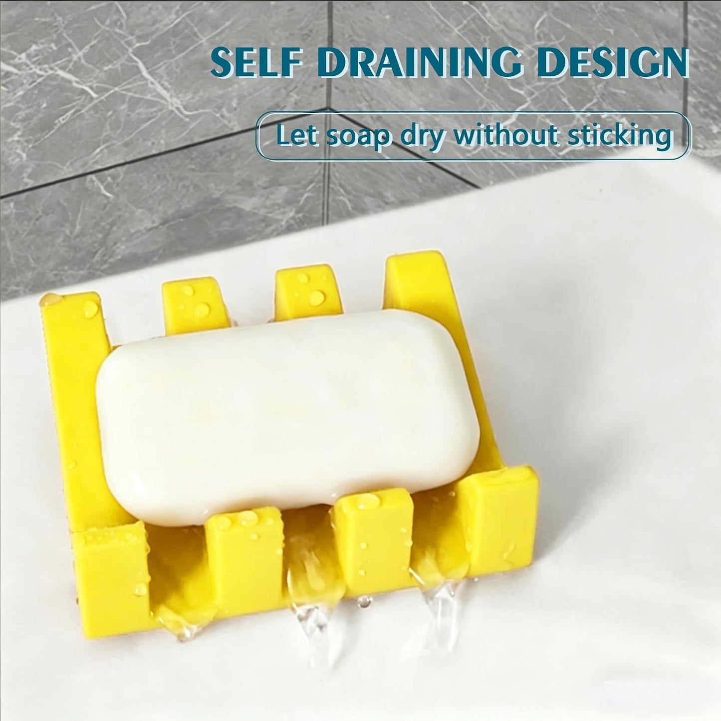 Self Draining Soap Dish Holder,Silicone Soap Dish,for Bathroom,Kitchen, Sponges，Can Extend Soap Life，Keep Soap Bars Dry and Easy Cleaning (White,1-Pack) - Colors B