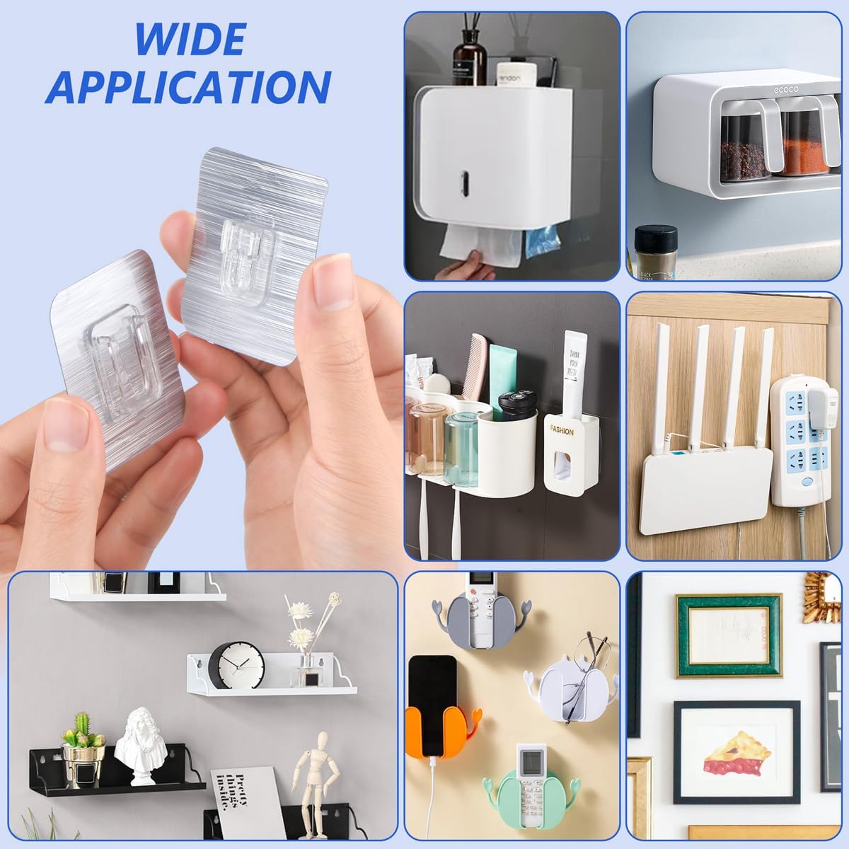 30-Piece Double-Sided Adhesive Wall Hooks - 15LB Max Heavy Duty, Clean, Waterproof Utility Hooks for Bathroom, Kitchen, Picture Hanging