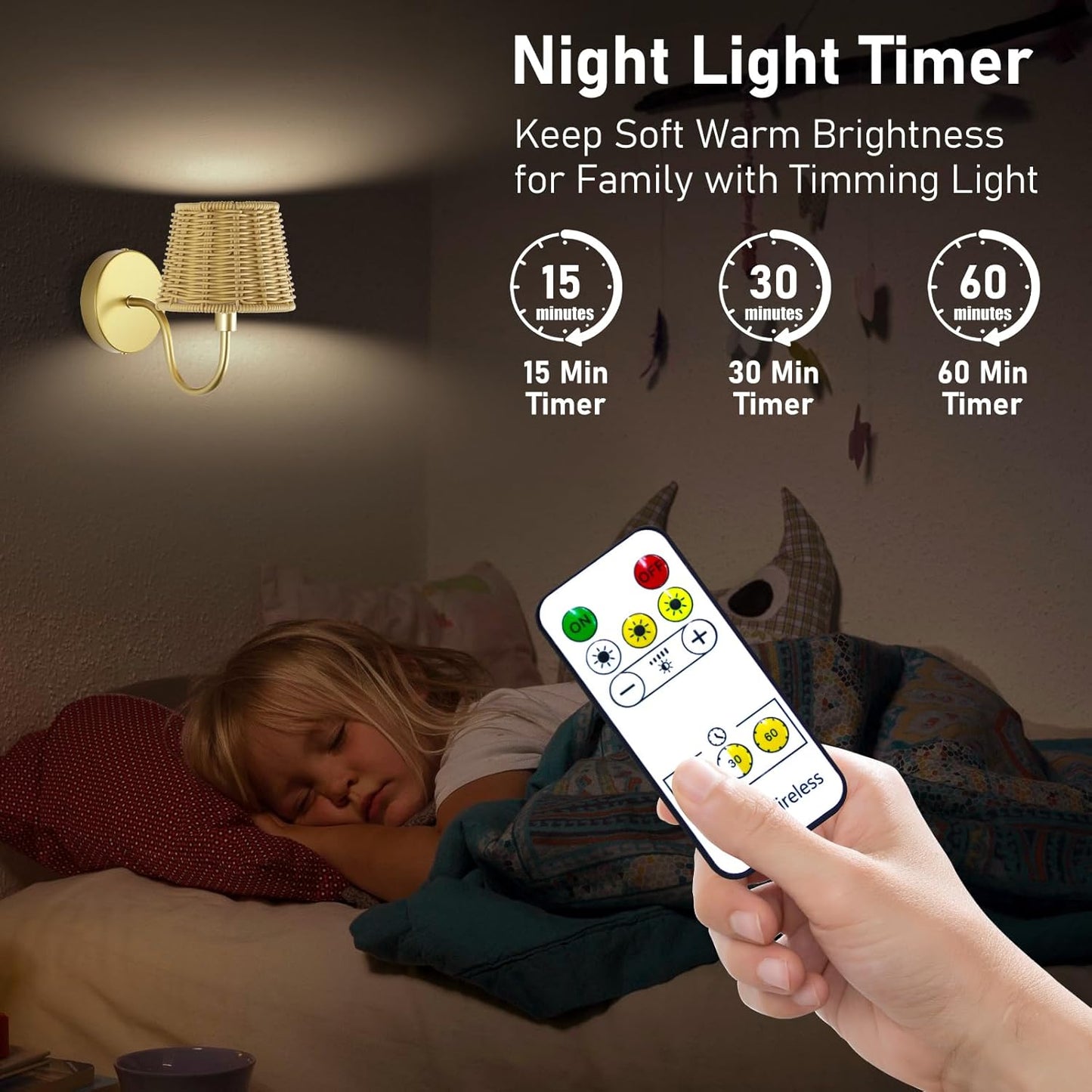 Battery Operated Wall Sconce Set of 2, Rechargeable Wireless Sconces with Dimmable Detachable Magnetic Bulbs and Remote, 3 Colors Wall Lights for Bedroom Living Room Hallway Fireplace