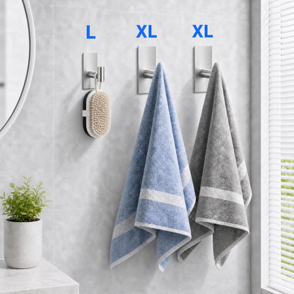 Removable Towel Hooks for Bathrooms, Heavy Duty Adhesive Hooks for Walls No Damage, Black Home Storage Hooks for Inside Shower, Sticky Hooks for Hanging Robe Coat Loofah Clothes Kitchen, 14Pcs Sus304