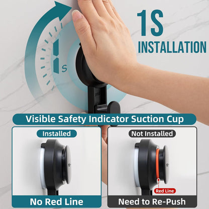 TAILI Suction Cup Razor Holder for Shower Wall 2 Pack, Versatile Suction Cup Hooks for Razor, Towel, Loofah, Squeegee, Cell Phone, Removable Damage-Free Hanging Shower Hook, Shaver Holder, Black