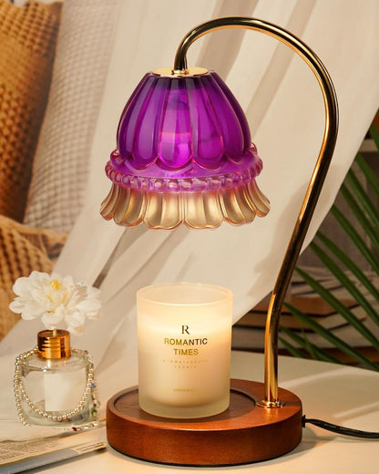 Funistree Flower Candle Warmer Lamp with Timer, Dimmable Candle Lamp Warmer, Christmas Birthday Gifts for Women Mom Her, Housewarming Home Decor, Lotus Wax Warmer for Yankee Candles - Lily Amber