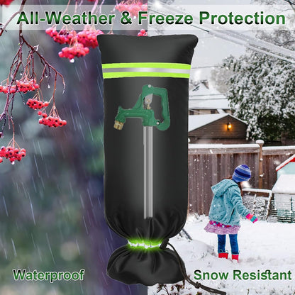 Outdoor Faucet Covers for Winter - Thicker Freeze Protection Spigot Cover | Upgrade 420D Waterproof Oxford, Reflective Stripes & Drawstring (4Packs, 8.3" H x 6.7" W)