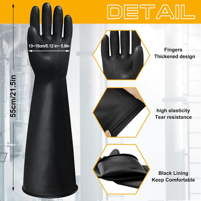 24" Chemical Resistant Glove, Reusable Heavy Duty Long Rubber Gloves, Long Waterproof Dishwashing Gloves, Industrial Safety Gloves for Men