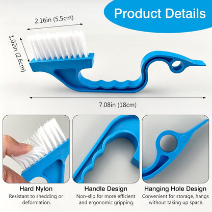 Window Track Cleaning Brush Set - 2 Pack Window and Door Track Cleaning Tools with Ergonomic Handle for Precision Cleaning, Blue and Pink