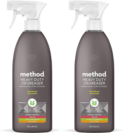 Method Heavy Duty Degreaser, Lemongrass Scent, Oven Cleaner & Stove Top Cleaner, 28 Oz Spray Bottle (Pack of 1),(Packaging may vary)